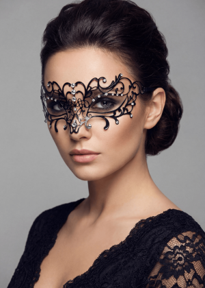 Masque vénitien Elena rigide noir avec strass