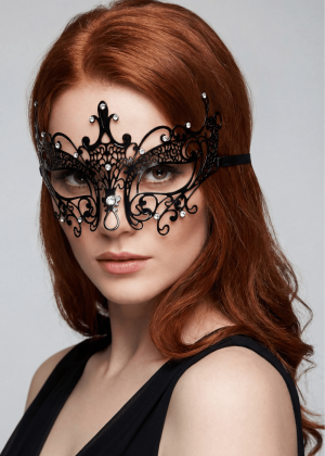 Masque vénitien Lucia rigide noir avec strass