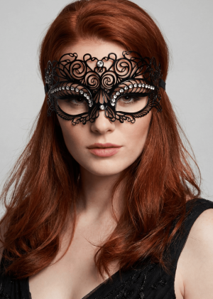 Masque vénitien Giulia rigide noir avec strass