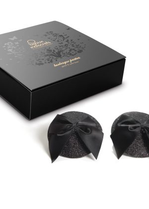 Cache-tétons Burlesque Noeud et Paillettes - Noir