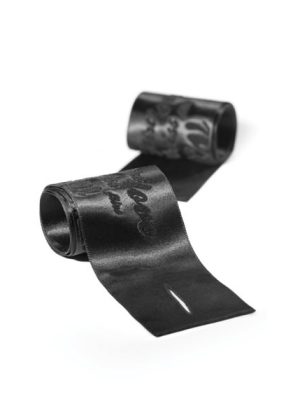 Menottes sensuelles - Liens en satin - Noir