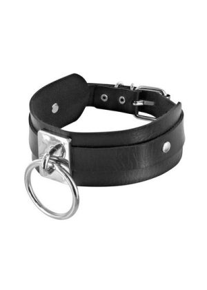 Collier large noir avec anneau Fétish Tentation