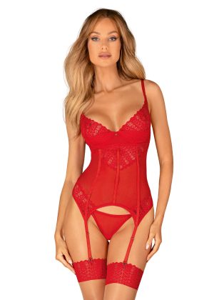Ingridia corset et string - Rouge