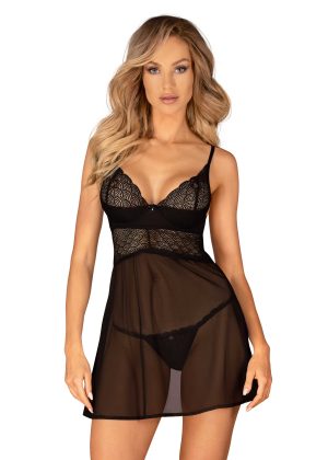 Chemeris babydoll et String - Noire