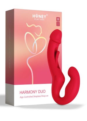 Harmony Duo Strap on vibrant avec tapotage - Rouge