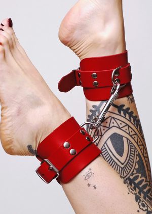 Chevillères en cuir épais Rouge