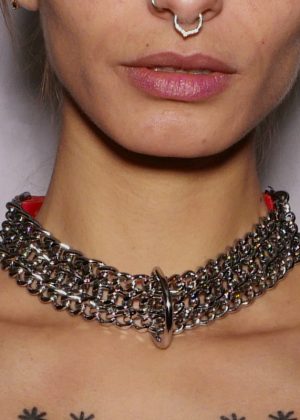 Collier Chaines cuir rouge