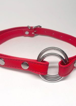 Baillon Anneau cuir rouge