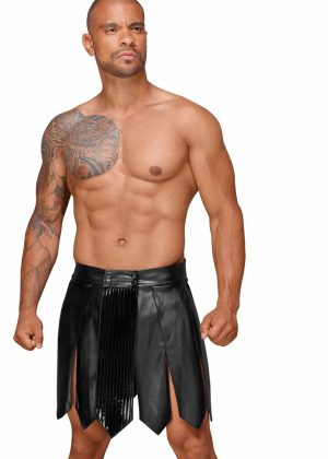 H053 Jupe gladiateur pour homme en cuir écologique avec plis en PVC