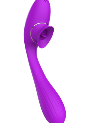Stimulateur Clitoridien avec langue Vibromasseur Point G 2-en-1 DISA Violet Cœur Ardent