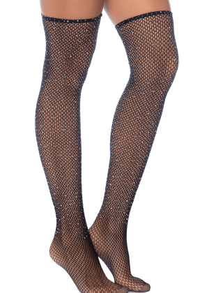Bas résille noire avec strass