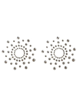 Paire de cache tétons adhésifs strass blanc