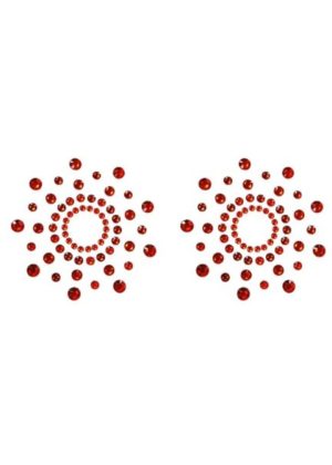 Paire de cache tétons adhésifs strass rouge