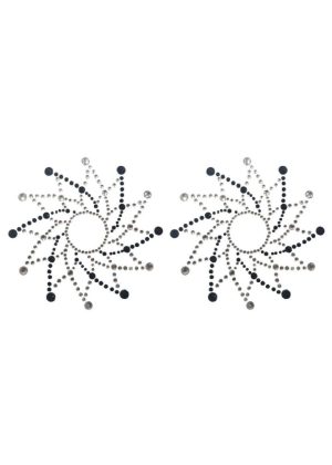 Paire de cache tétons adhésifs strass noir et blanc